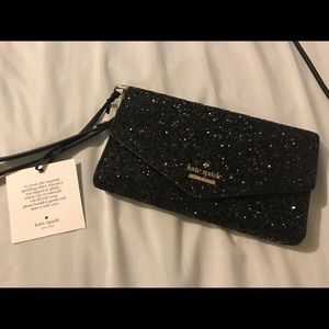 Kate Spade black glitter IPhone wristlet